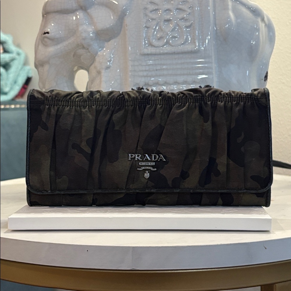 PRADA Camoflauge Tessuto Gathered Customized Wallet with COA